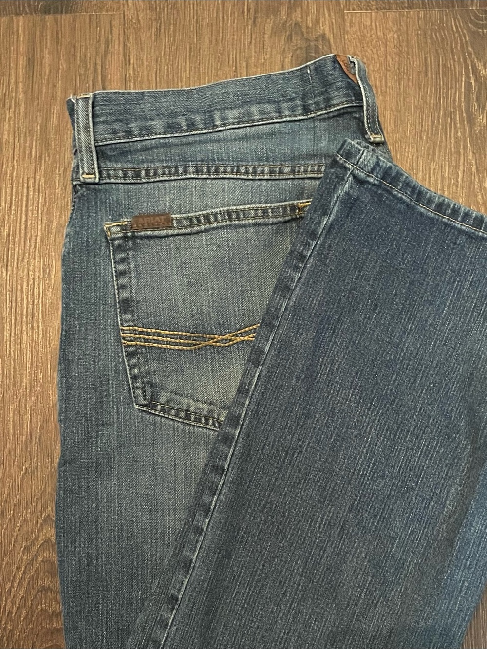 Ariat M4 BootCut Jeans Mens 35 X 32 Blue Dark Wash Straight Leg Workwear
